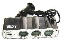 Адаптер прикуривателя WF-0120 (3 разъема + USB)