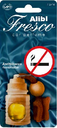 Ароматизатор подвесной жидкий флакон стекло/дерево Alibi Fresco Антитабак FS-14 (1/12)