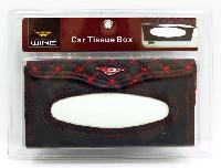 Чехол для салфетницы с креплением на солнцезащитный козырек, кожа чёрная, красная строчка AUTOBAN 