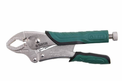Зажим-тиски ручные, изогнутые губки, L 144мм (5"), с фиксатором    71101 SATA  (1/6)