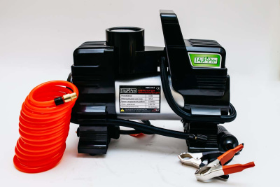 Компрессор ТАЙФУН 801S, 12V, клеммы, 50л/мин, 2-х цилиндровый, витой шланг с быстросъемом (1/6)