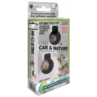Ароматизатор подвесной жидкий флакон стекло/дерево Car&Nature, Натуральный сквош (2х3мл),CNL-60,к-т
