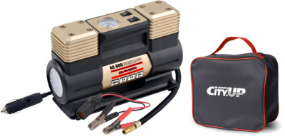 Компрессор метал корпус, 2-х цилиндровый,12V, 60 л/мин, крокодилы, LEDфонарь, AC-600 CityUp (1/4)