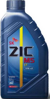 Масло 4-тактное ZIC M5 4T 10w40, 1L  SL/  JasoMA2 (уп 12 шт) полусинт