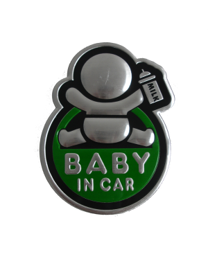 Наклейка дюралевая BABY in CAR овальная мини, зеленый