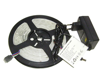 Светодиодная лента 12V/220 V, 5м, 30 диодов на метр, пульт, синий свет, катушка   Маяк
