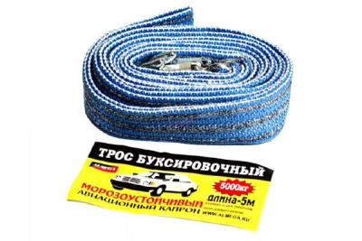 Трос ленточный  5т,  5м,  2 крюка авиационный морозоустойчивый капрон