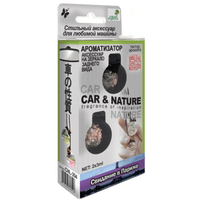 Ароматизатор подвесной жидкий флакон стекло/дерево Car&Nature, Свидание в Париже (2х3мл),CNL-304,к-т