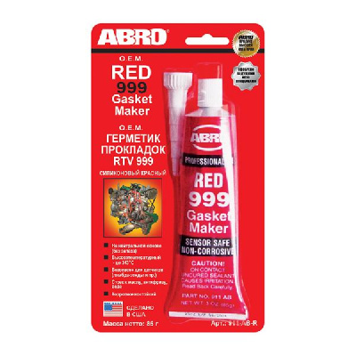 Герметик прокладка силиконовый OEM 999 (без запаха) Красный, 85 g  911-AB-R, ABRO США (уп12 шт)