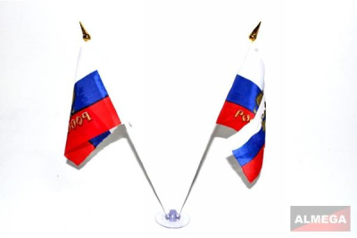 Флаг России большой (двойной) на присоске (2 флага+присоска), к-т