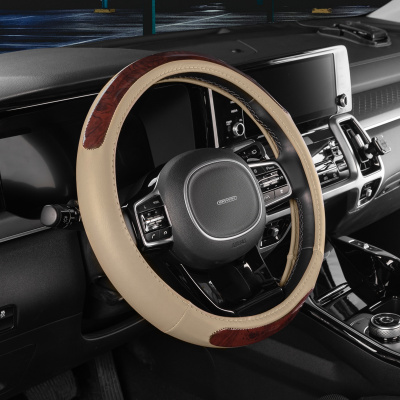 Оплетка экокожа, вставки под дерево Wood-5, M (37-39 см) Бежевая , шт. SKYWAY S01102141