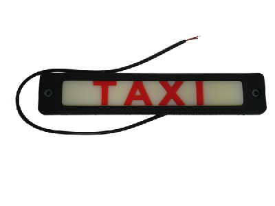 Знак TAXI 4*20мм диодный, керамика, на скотче, белый / красная надпись, шт