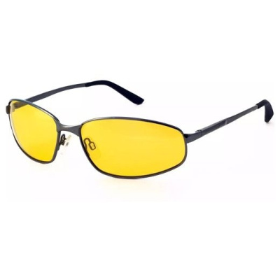 Очки водителя поляризационные, оправа металл черный, желтые линзы "SunDrive" (043)