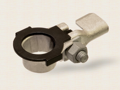 Клемма АКБ стальная, крепление-обжим провода, с изоляцией, Минус, шт.  Klemos (KL 051)