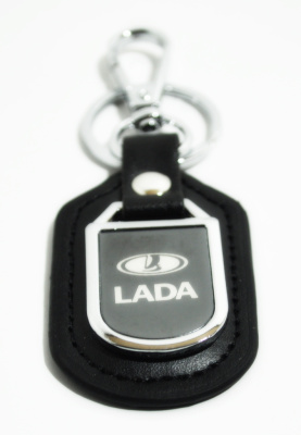 Брелок кожа/металлический с карабином и кольцом, LADA (50846)