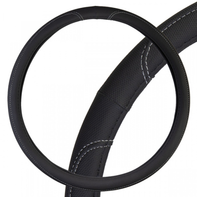 Оплетка экокожа Large-2 3XL (47-49 см) Черная с серой прострочкой SKYWAY
