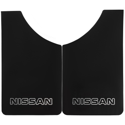 Брызговик плоский 370*240, Черный, надпись NISSAN серебро (2 шт), к-т  SW S05201036