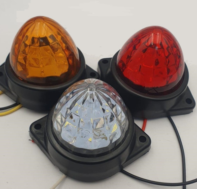 Фонарь габаритный для грузовых авто круглый светодиодный 12/24V, 6LED, малый, белый, (уп.4шт), шт 