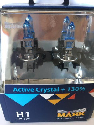 Лампа галогеновая Н 1 12V 55W P14.5s Active Crystal +130% (72120AC+130) 2шт, к-т Маяк