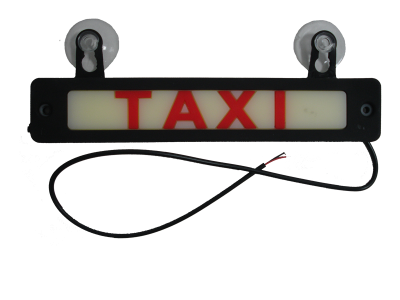 Знак TAXI 4*20мм диодный, керамика, на присосках, белый / красная надпись, шт