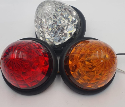 Фонарь габаритный для грузовых авто круглый светодиодный 12/24V, 13LED, большой, красный, шт 