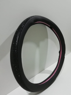 Оплетка экокожа-стразы M (37-39см) черный, стразы черные, шт.