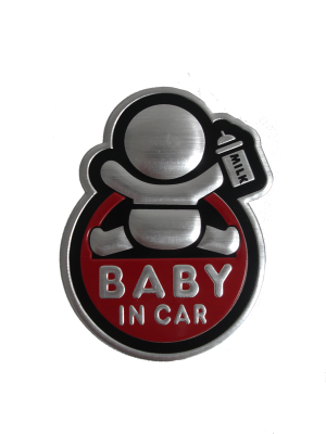 Наклейка дюралевая BABY in CAR овальная мини, красный