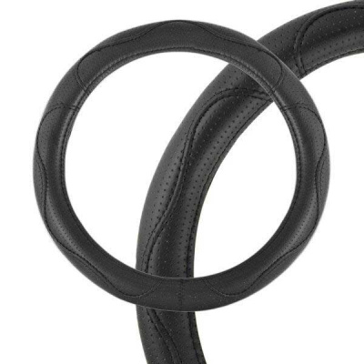 Оплетка экокожа с перфорированными вставками Art-7, M (37-39 см), черная SKYWAY S01102048
