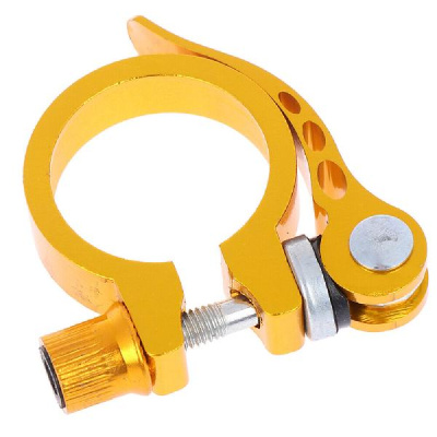 Зажим велосипедный быстросъемный малый (26-28 мм) желтый металлик