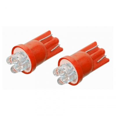 Светодиод T10 12V RED  4LED W2,1x9,5D (Маяк) (12T10-RED/4LED)