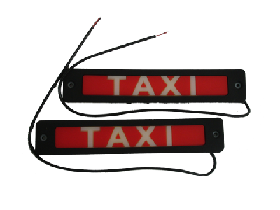 Знак TAXI 4*20мм диодный, керамика, на скотче, красный / белая надпись, 2 шт, к-т 