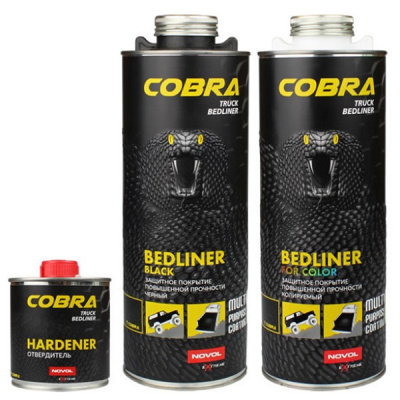 Защитное покрытие повышенной прочности (колеруемое) 0,6+0,2 л. COBRA Truck Bedliner (уп. 6 шт)
