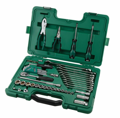 Инструменты 3/8" ( 59 предметов) головки 6 гр 7-24 мм, ключи, кейс 09509 SATA 