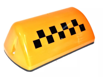 Знак TAXI на крышу магнитный с подсветкой 12V, oранжевый, рисунок шашки (уп.15 шт) (33959)