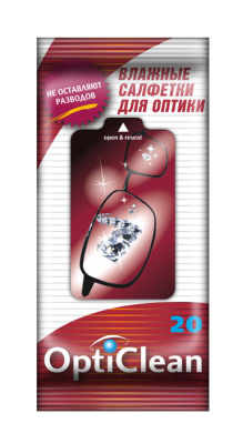 Салфетки влажные для оптики OPTICLEAN (20 шт) УЦЕНКА , к-т  (1/30)  