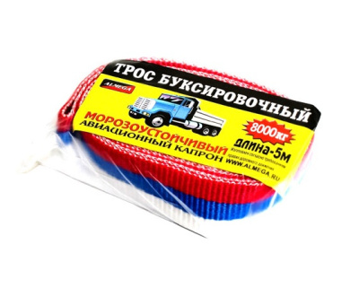 Трос ленточный  8т,  5м,  2 петли авиационный морозоустойчивый капрон