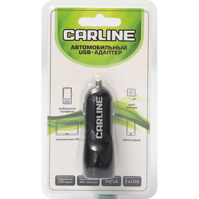 Адаптер прикуривателя 2 USB (2.1A ;1A ) 12/24В, CARLINE®  черный ch-2ub
