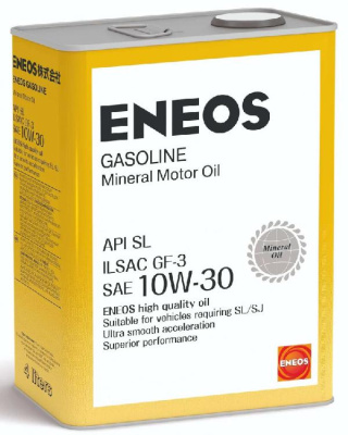 Масло моторное ENEOS SL 10w30 Gasoline,  4 л. (1/6) минеральное 