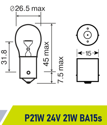 Лампа 24V 21W BA15s Маяк ORIGINAL PRO OEM 02413/10, шт.  (уп 10 шт)  