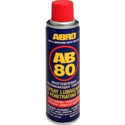 Смазка проникающая с тефлоном AB-80, 210мл, спрей ABRO AB-80-210 (1/12) (аналог WD-40)