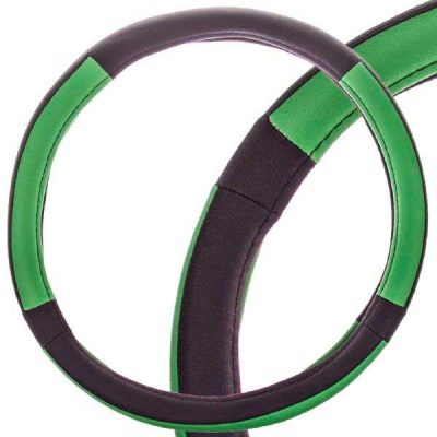 Оплетка экокожа комбинированная Combo-3, M (37-39 см), Черная /Зеленая  SKYWAY S01102361