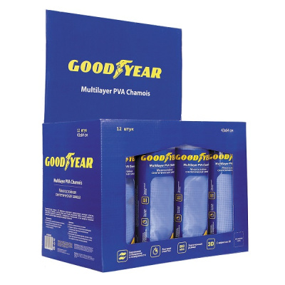Салфетка в тубусе 640*430 мм замша рифленая, GY000002 Goodyear  (уп 12/96 шт)