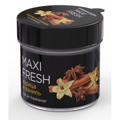 Ароматизатор на панель гелевый банка пластик КОРИЦА И ВАНИЛЬ, 100 гр MAXIFRESH  CMF-112 (1/24)