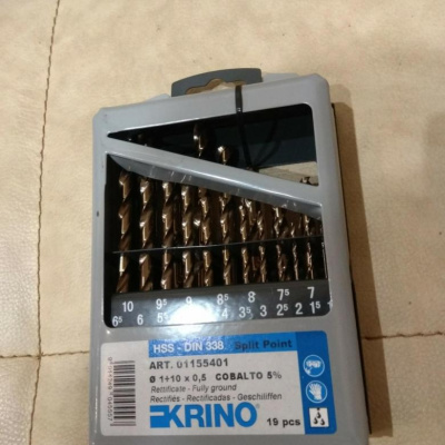 Сверла  по металлу и нержавейке ( набор 19 пр ) Cobalt 5% метал. пенал   KRINO 01155401, к-т