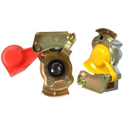 Разъем для шлангов тягач-прицеп ЕВРО (PALM), с клапаном, М22 (желтый+красный), к-т (HH-095-M22)