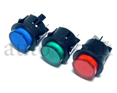 Кнопка круглая с индикацией-подсветкой д.23 (с фиксацией)