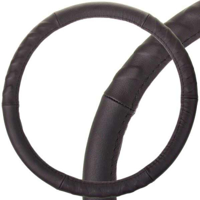 Оплетка кожа гладкая рельефная Real-3, M (37-39 см), Черная SKYWAY S01108005  (1/25)