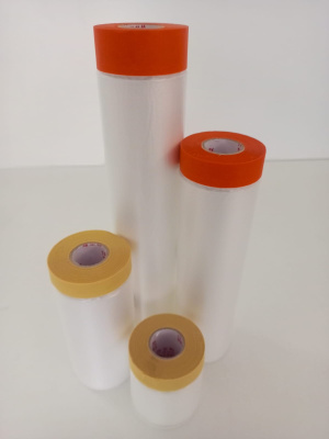 Скотч малярный с укрывочной пленкой   90 см    (уп. 60 шт.)