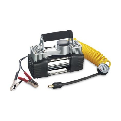 Компрессор ТАЙФУН 808HSA, 12V, клеммы, 85л/мин, 2-х цилиндровый, манометр на шланге   (1/4)