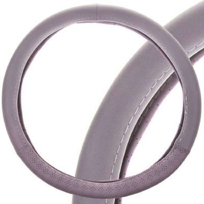 Оплетка экокожа с перфорированными вставками Art-3, M (37-39 см), серая SKYWAY S01102347